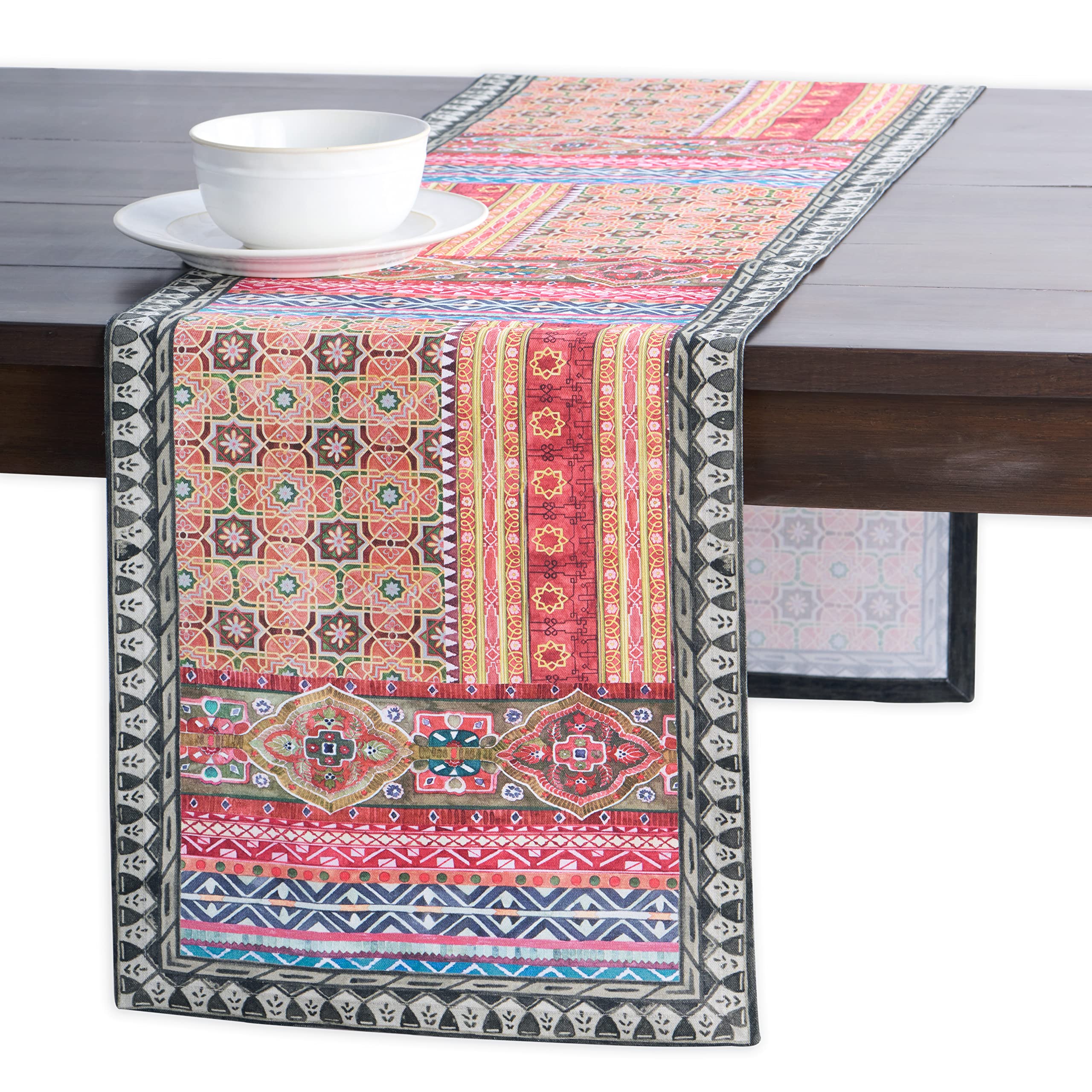 Maison d' Hermine Table runner 100% Cotton Single Layer Table Runners 230 CM long for Christmas Decorations Home Kitchen Dining Party Wedding Bridal Shower (Ispahan, 37 cm x 230 cm) — image 1