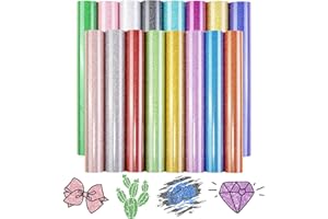 Tintnut Glitter HTV Heat Transfer Vinyl - 16 Sheets 12"X12" Colorful Glitter Heat Transfer Vinyl Shinny Glitter Iron On Vinyl