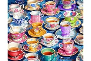 Springbok Afternoon Tea 1000 Piece Jigsaw Puzzle for Adults - Poster Now Included - Colorful Teacup Collage - Unique Cut Piec