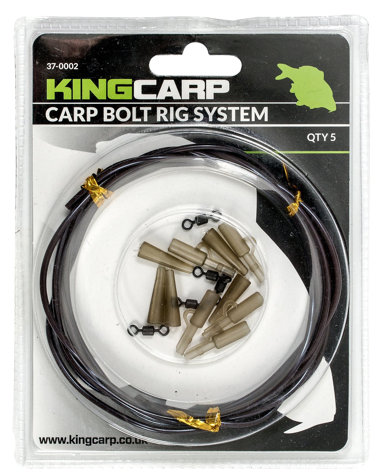 KINGCARP - Bolt Rig System Packs - Contains All The Terminal Tackle You Need To Make 5 Bolt Rigs For Swivel-Leads (includes Sink Tubing Bolt Clips Tail Rubbers And Size 8 Swivels [37-0002]