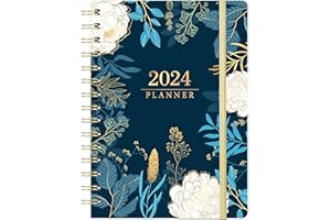 INDEME 2024 Planner - Planner 2024, 2024 Planner Weekly and Monthly, Jan 2024 - Dec 2024, 6.4" x 8.5", 2024 Calendar Planner with Monthly Tabs, Back Pocket, Holidays, Thick Paper, Twin-Wire Binding