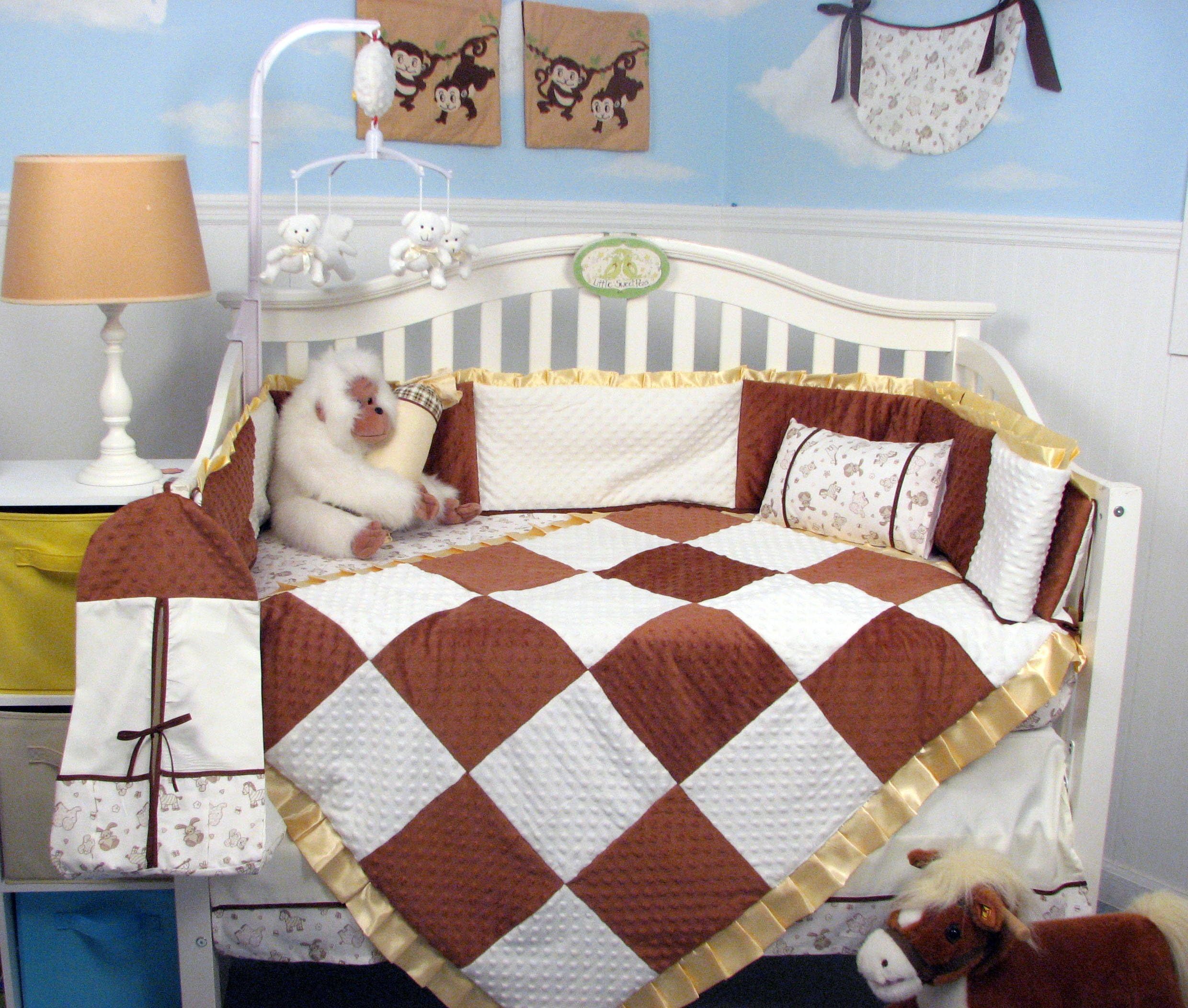 SoHo Baby Crib Bedding 10Pc Set, Brown Minky