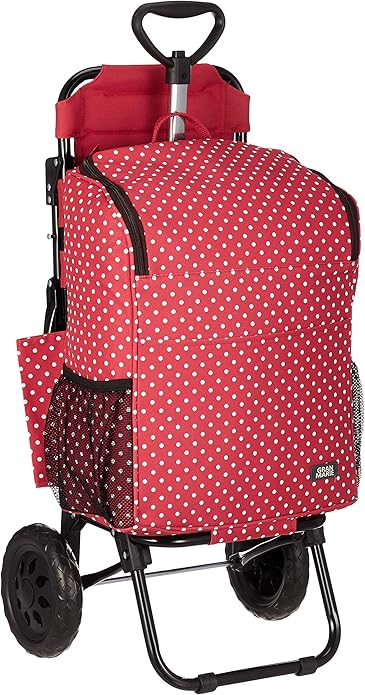 Amazon Co Jp グランマリー イス付きショッピングカート リュック付きタイプ l 96 Cm 2 8kg Gm 111 レッド シューズ バッグ