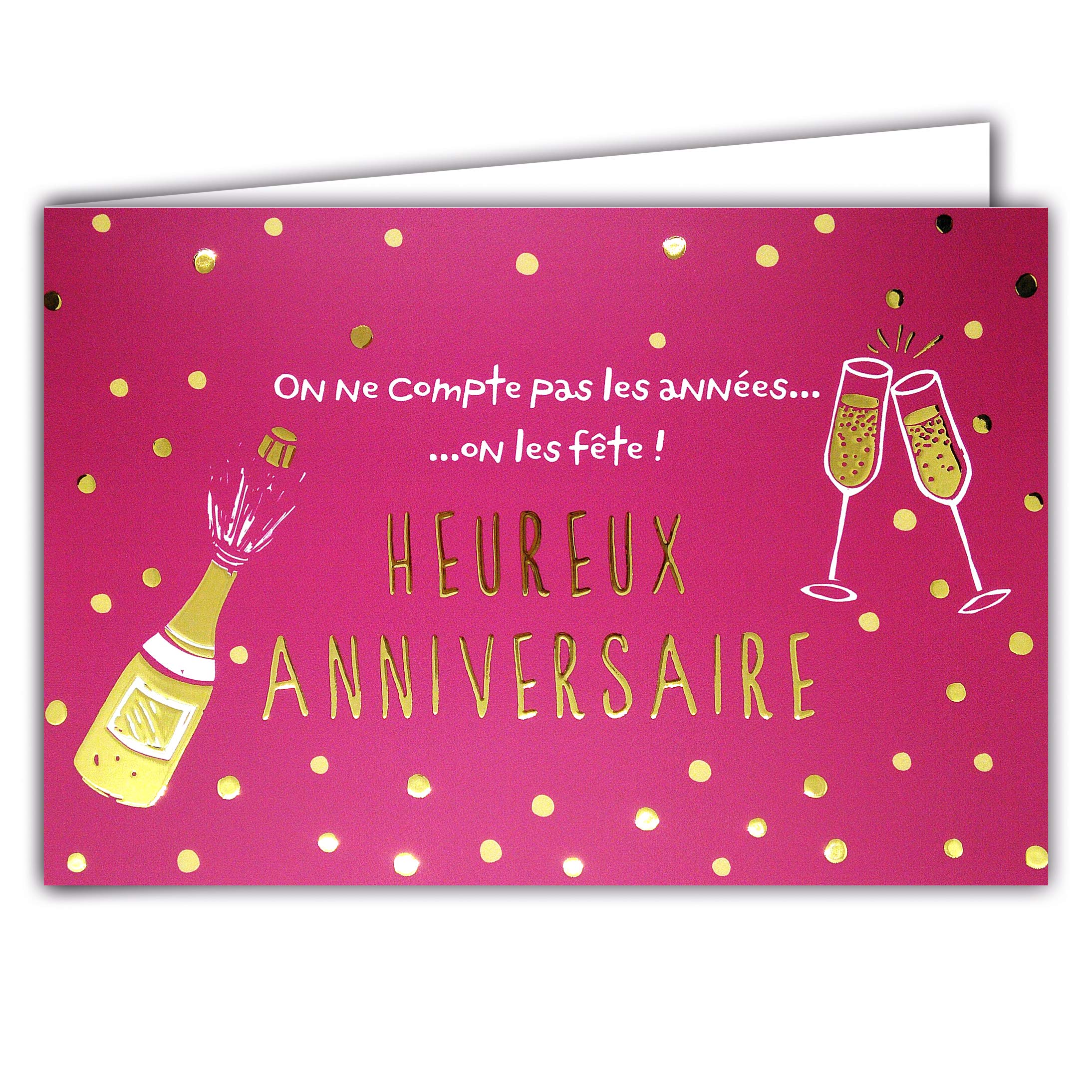 Afie 69-5121 Happy Birthday Card with Confetti Dots Glossy Gold Delivered with Envelope 17 x 11.5 cm Closed Card Format