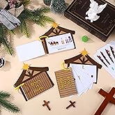 Tenceur 24 Sets Christmas Nativity Crafts Make a Nativity Scene Sticker DIY House Vbs Crafts Christmas Jesus Story Book for Holy Night Christian Storytelling Play Religious Decor Sunday School Project
