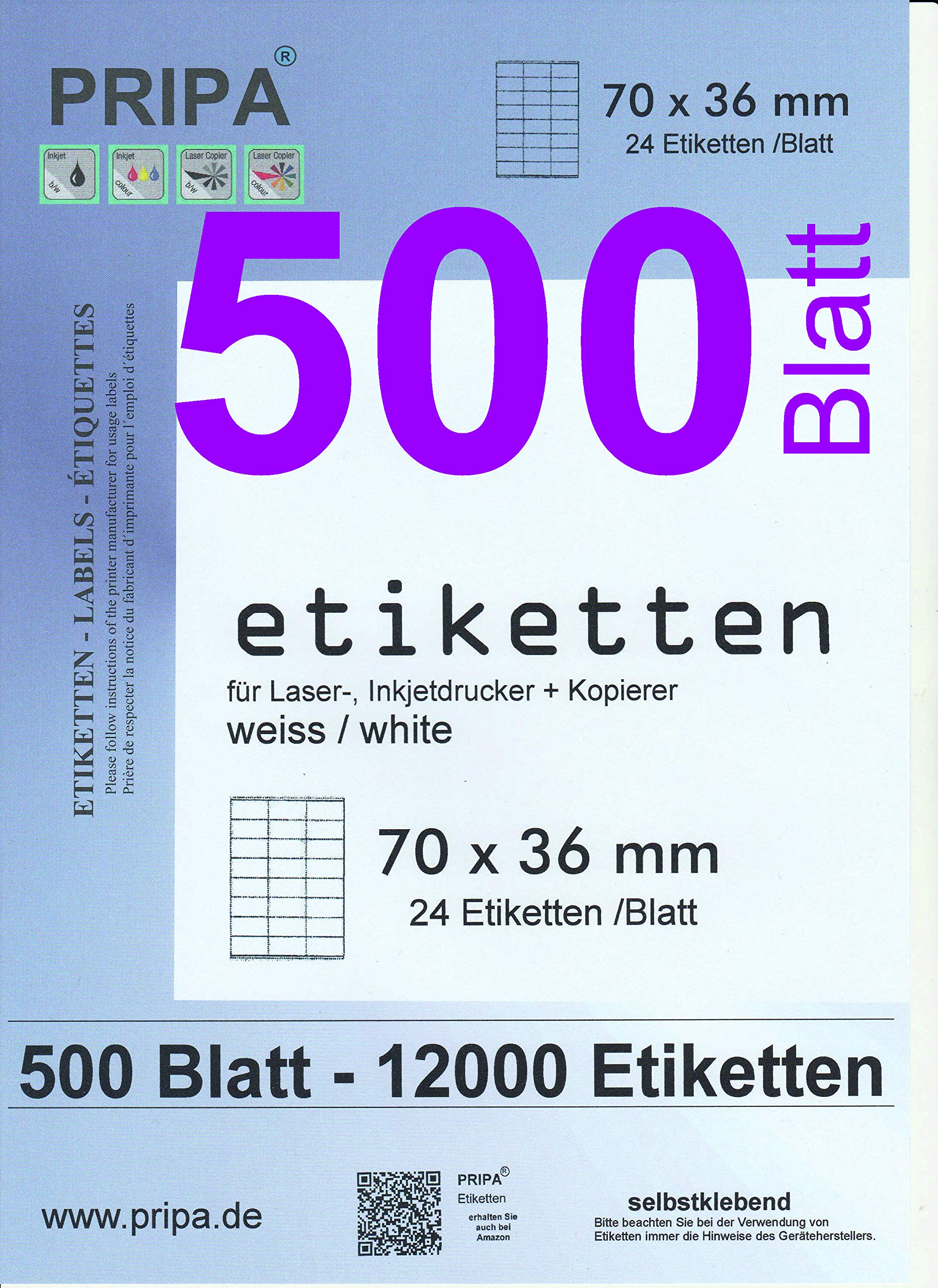pripa – Labels for Fulfilled by Amazon Shipping 70x36-500Blatt-weiß