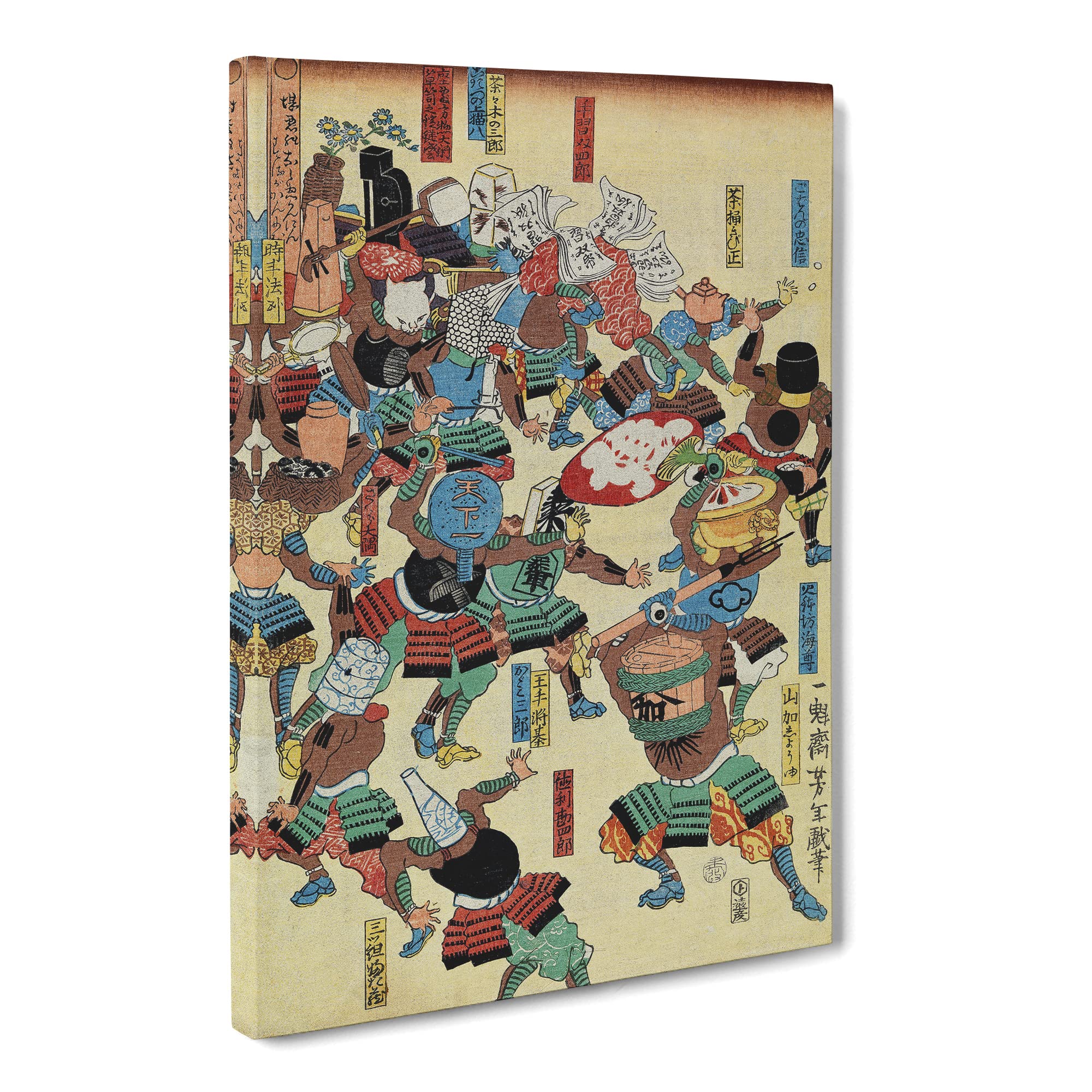 A Riot Of Samurai By Tsukioka Yoshitoshi Canvas Print | Gallery Wrapped 30mm Frame Wall Art | 20x14 inches | Ready to Hang | Asian Picture | Living Room Bedroom Lounge Office