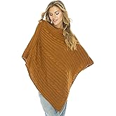 Back From Bali Womens Cable Knit Poncho Sweater Cape Boho Soft Casual