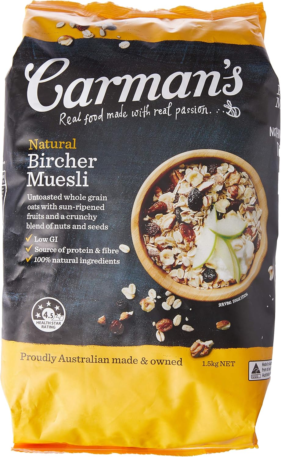 Carman's Muesli Untoasted Natural Bircher 1.5kg Grocery & Gourmet Food