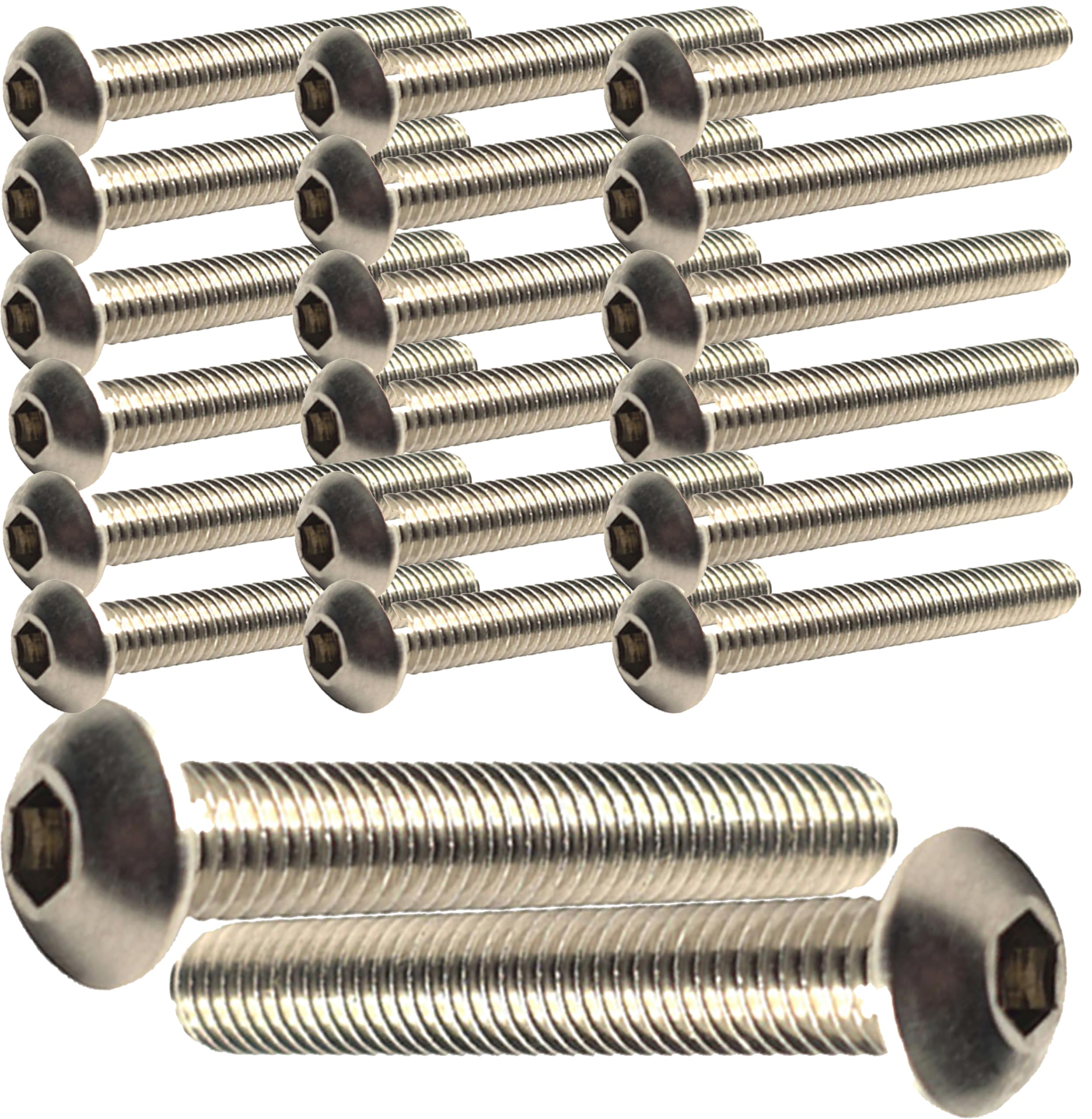 M4 x 50mm Button Head Socket Machine Screws, Fully Threaded, A2 Stainless Steel – Pack of 20