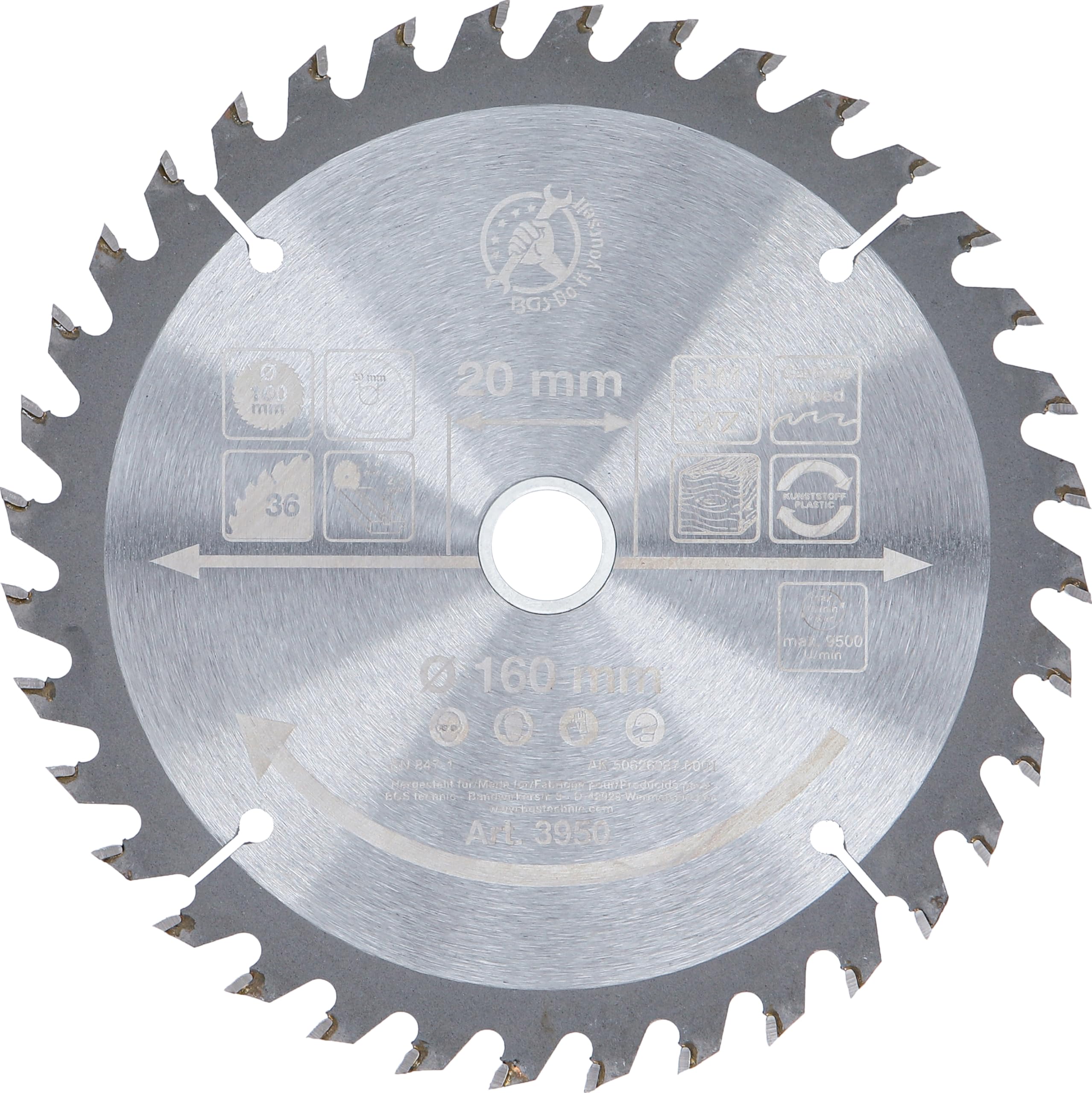BGS Diy 3950 | Carbide Tipped Circular Saw Blade | Ø 160 x 20 x 2.4 mm | 36 teeth