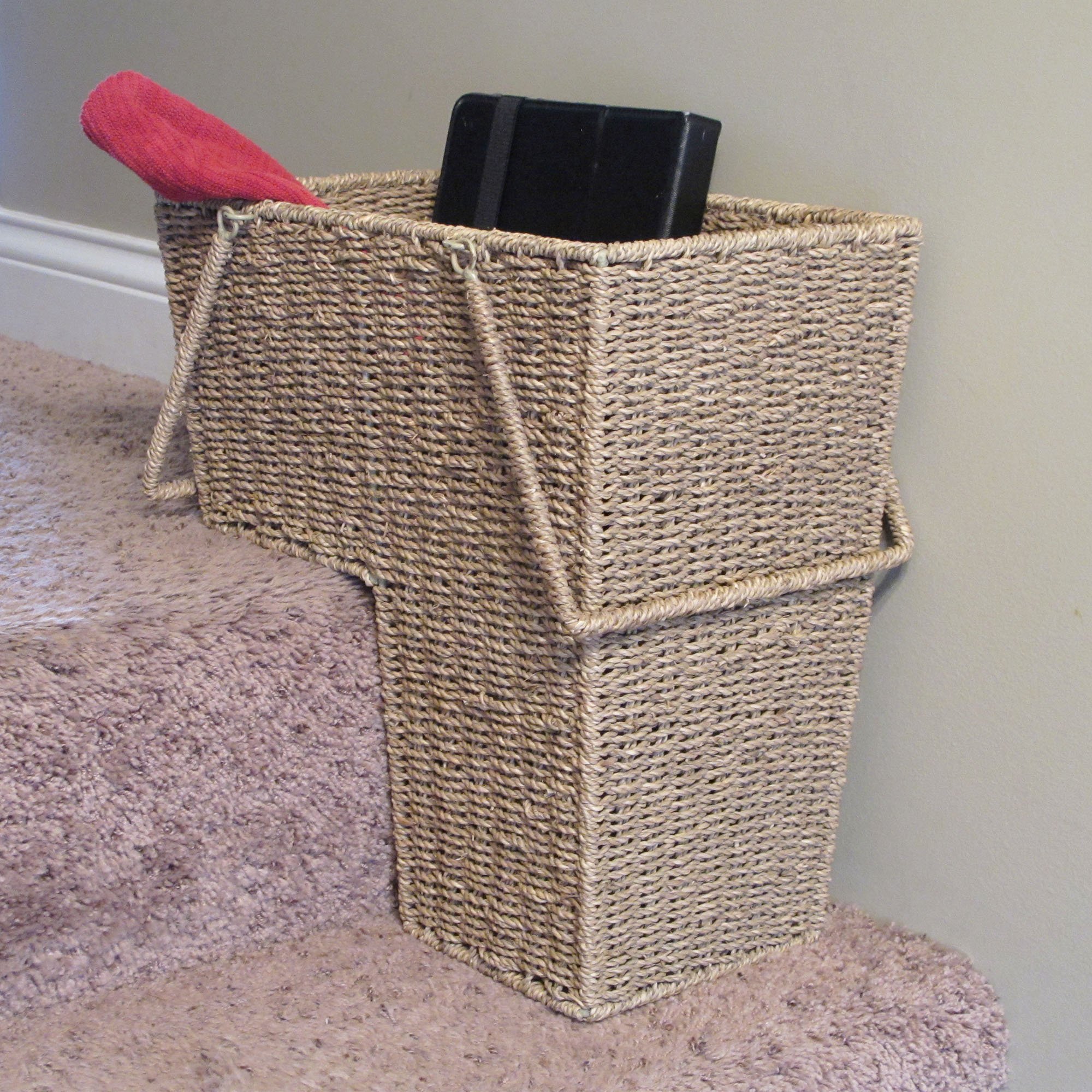 Household Essentials ML5647 Seagrass Wicker Stair Step Basket with
