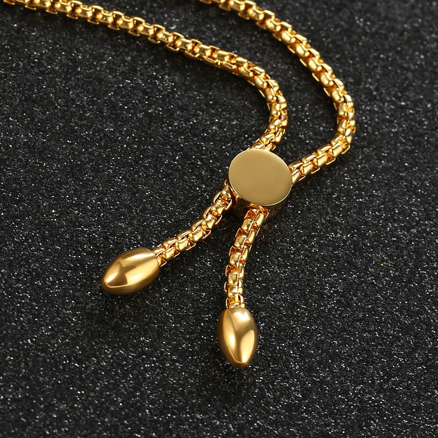 Gagafeel Stainless Steel Women Girl Bracelet Adjustable Chain Infinity Symbol Charm Bar Cuff Love Gift (Gold)