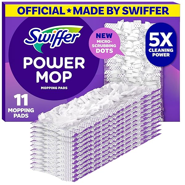 SWIFFER POWERMOP MULTI-SURFACE MOPPING PAD REFILLS FOR FLOOR CLEANING, 11 COUNT