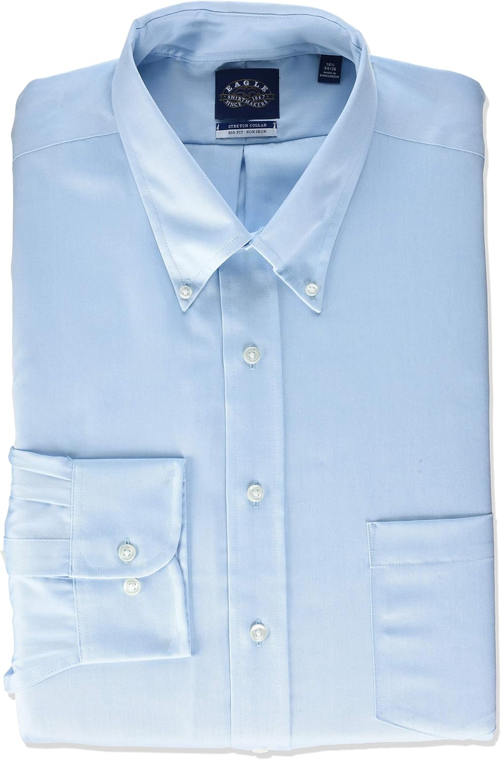 Eagle BIG FIT Dress Shirts Non Iron Stretch Button Down Collar Solid (Big and Tall): Clothing