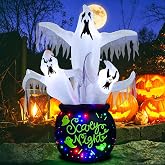 8FT Halloween Inflatables Outdoor Decorations Scary Large Ghost Decor | Blow Up Halloween Decoration with Built-in LEDs, for Yard Lawn Garden Patio, Inflatable Halloween for Party Haunted House