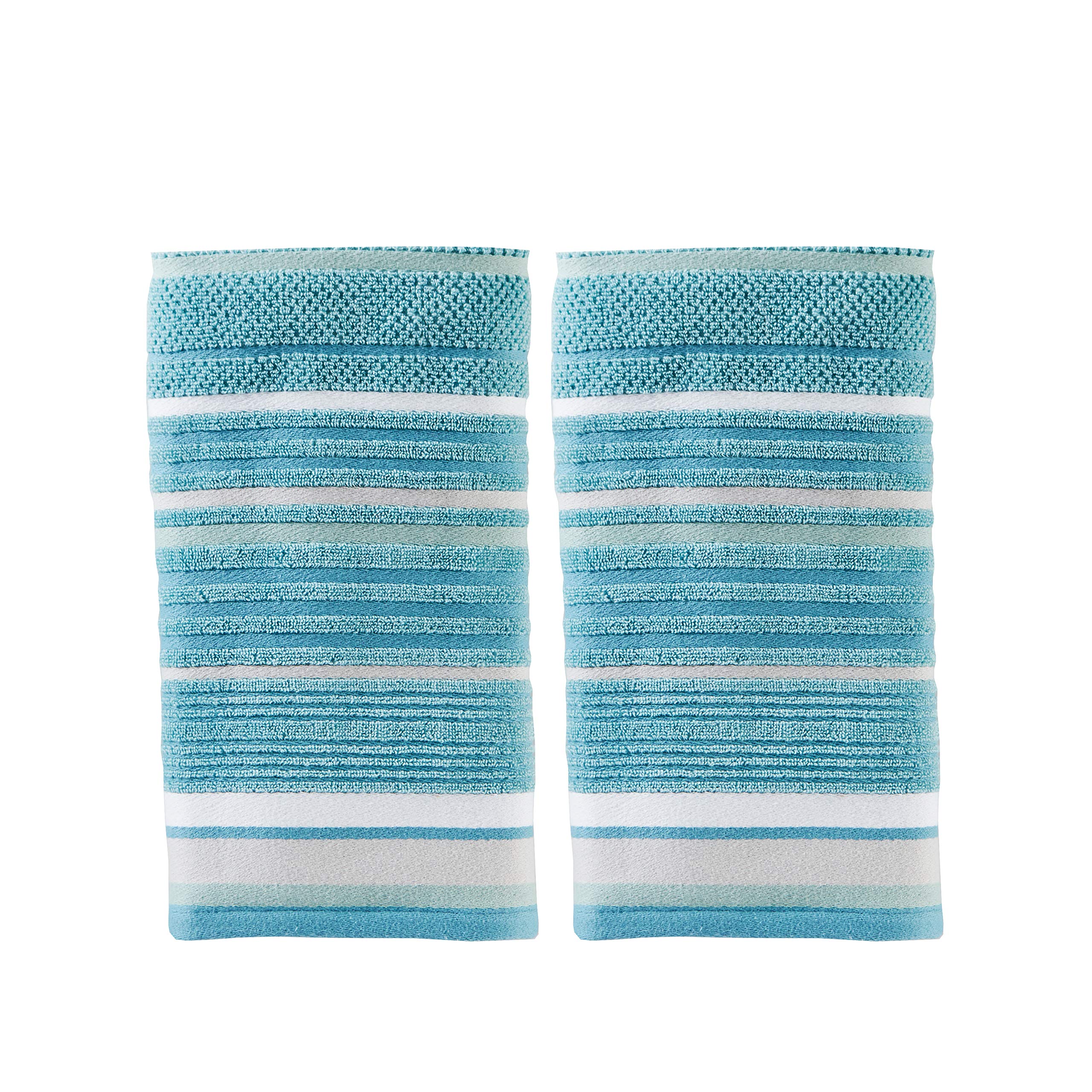SKL Home by Saturday Knight Ltd. Seabrook Stripe 2-Piece Hand Towel Set, Teal 2 Count — image 1