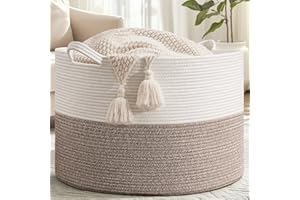 Goodpick 115L Extra Large Blanket Basket, 23.5"x23.5"x15.8" Woven Rope Basket for Storage, Kids Toy Storage for Nusery Room, 