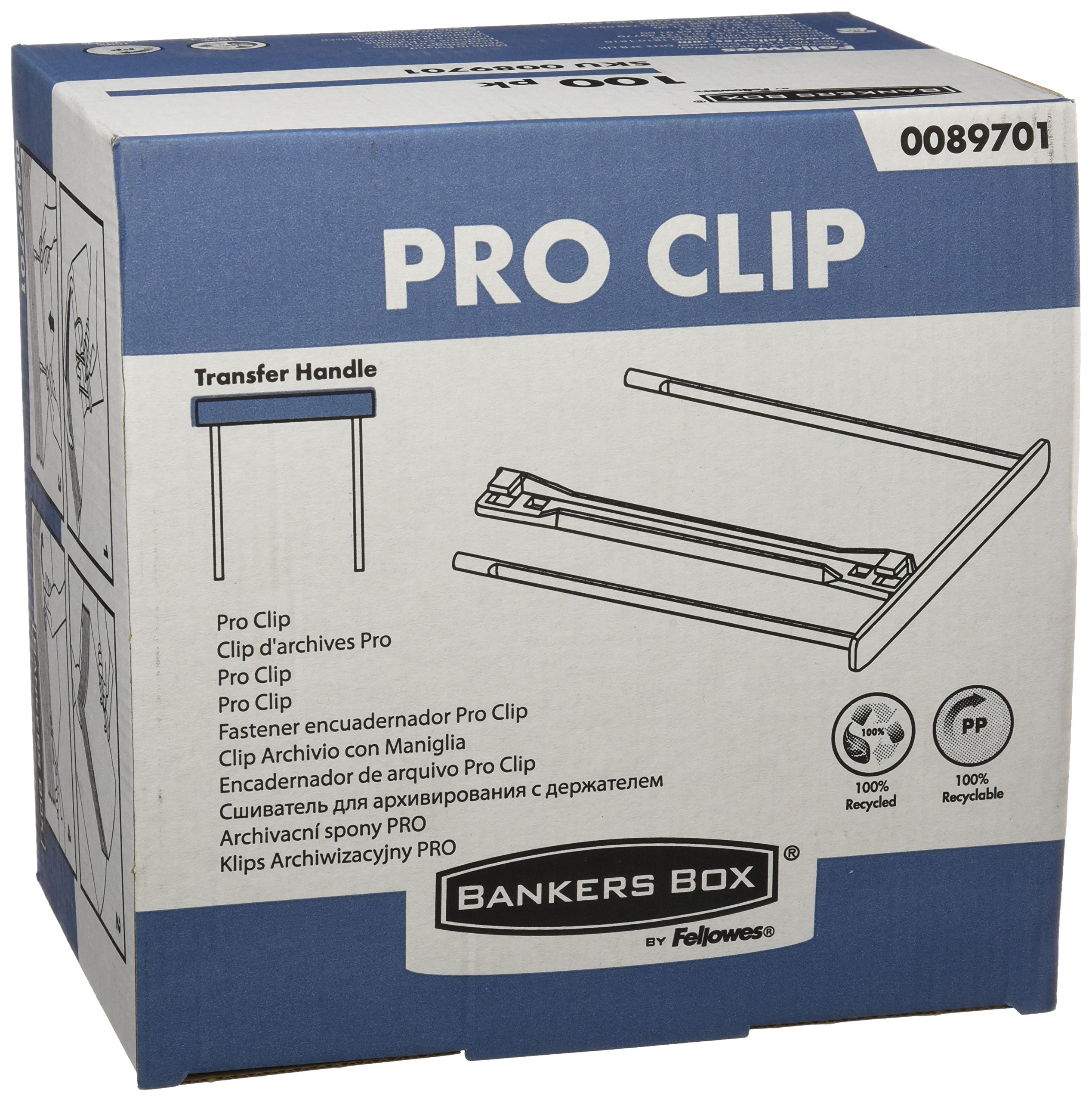 Bankers Box 0089701 ProClip Archive Clip 100 mm with Frame, 100% Recycled, White, 100 Pieces