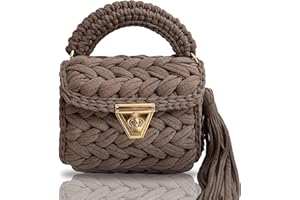 CHQEL Evening Clutch Bag for Women, Handmade Crochet Wedding Party Purse, Small Flap Formal Crossbody Handbag Evening Clutch