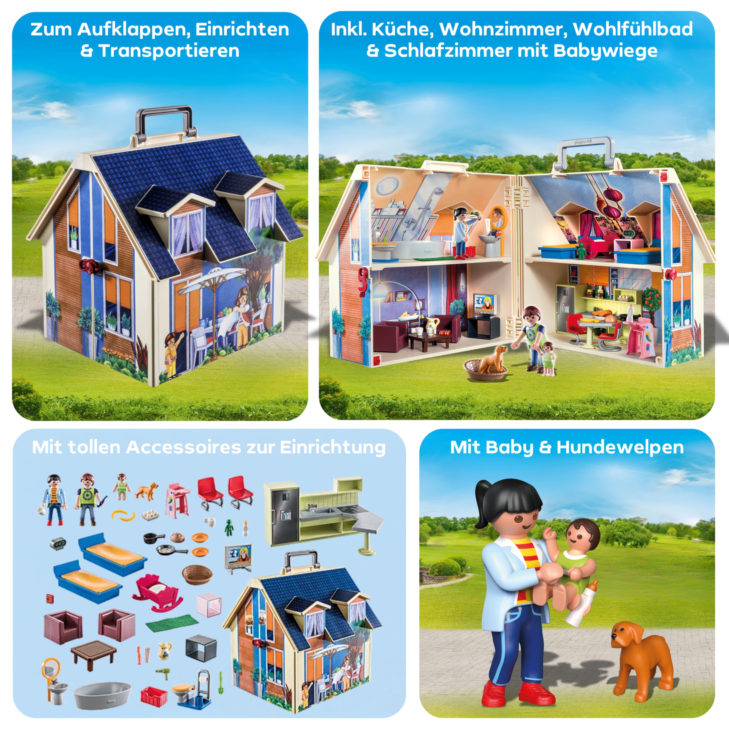 PLAYMOBIL | Dollhouse |Spielzeug für Kinder ab 4 Jahren | Mitnehm-Puppenhaus mit Griff | 70985 6