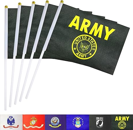 Amazon Com Tsmd Us Army Gold Crest Stick Flag 50 Pack Small Mini