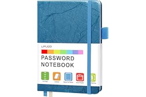 UpUGo Password Book with Alphabetical Tabs, Internet Address and Password Keeper Notebook for Computer & Website Logins, Small Pocket Size, Blue