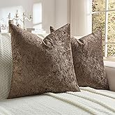 FUTEI Dark Coffee Flannel Throw Pillow Covers 18x18 Inch Set of 2,Soft Crushed Dimensional Textured Cushion Cases,Modern Home Decor for Couch Living Room