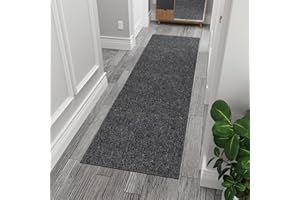 Ottomanson 20" x 59" Ultra-Thin Hallway Runner Rug - Durable Non-Slip Carpet for High-Traffic Areas - Fits Under Doors for Seamless Entry - Ideal for Kitchen, Entryway, Bedroom & Living Room, Black