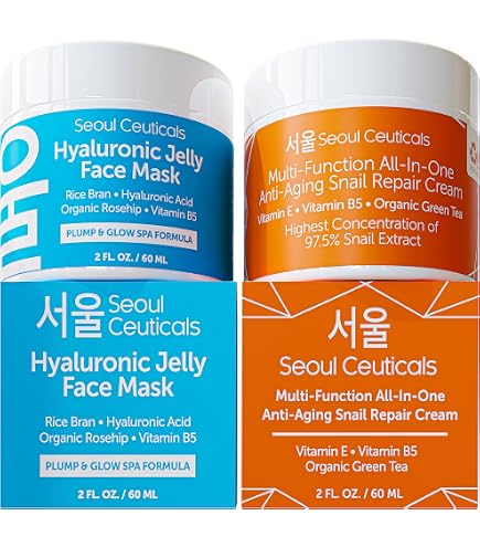 Amazon.com: SeoulCeuticals Korean Skin Care Set - Korean Green Tea Face  Mask + Korean Snail Cream Moisturizer