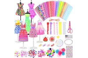 Ecore Fun 448 Pcs Fashion Design Kit for Girls Doll Accessories DIY Set Creativity DIY Arts & Crafts Toys with Mannequins Gift for 6-8 8-12 Year Old Girl