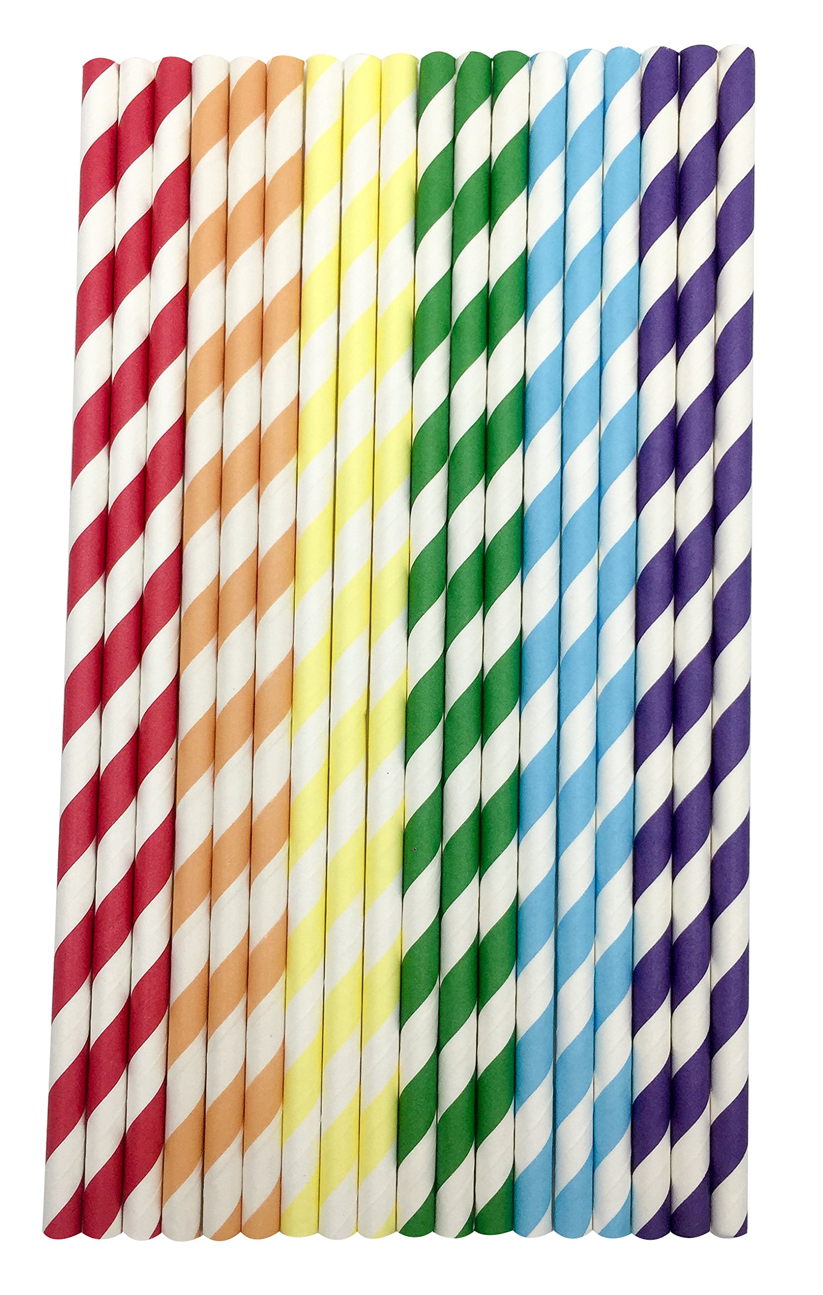 AKORD 150 Pack Paper Drinking Straws Candy Series for Everyday, Party, Wedding, Celebration (Rainbow)