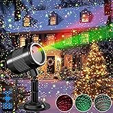 Christmas Laser Projector Light Outdoor: Green Red 2 Color Firefly Laser Lights, IP65 Waterproof Star Projector Lights Show Decor for Garden Yard Holiday Party, Christmas Halloween New Year Gift