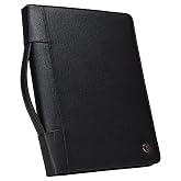 Case-it Zipper Padfolio | Letter Size | 3-Ring Binder | PAD-40 Black | Executive, Removable 3-Ring Binder, Letter Size Writing Pad, Pebbled Faux Leather, School &amp; Office