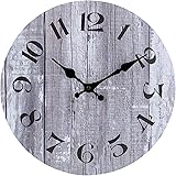 Silent Non-Ticking Wooden Decorative Round Wall Clock Quality Quartz Battery Operated Wall Clocks Vintage Rustic Country Tusc
