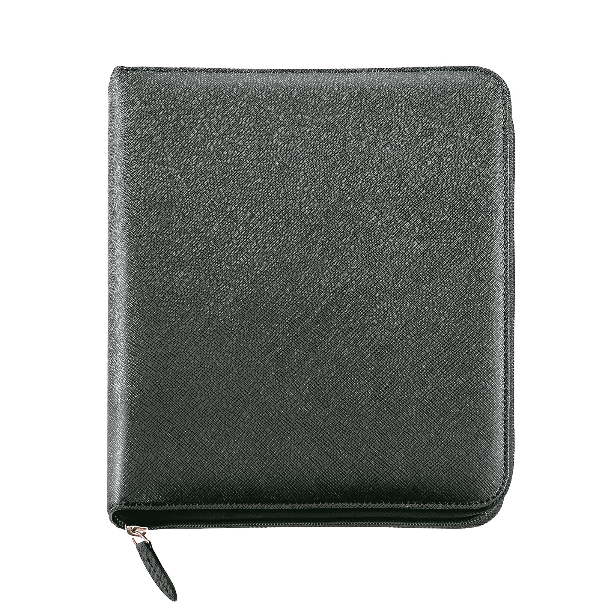 Miquelrius - 12 Month Ring Diary (January 2024 to December 2024), Day Page, Caddy Size 80 x 120 mm (Similar A7), Faux Leather Ribbed Finish, Black, Catalan