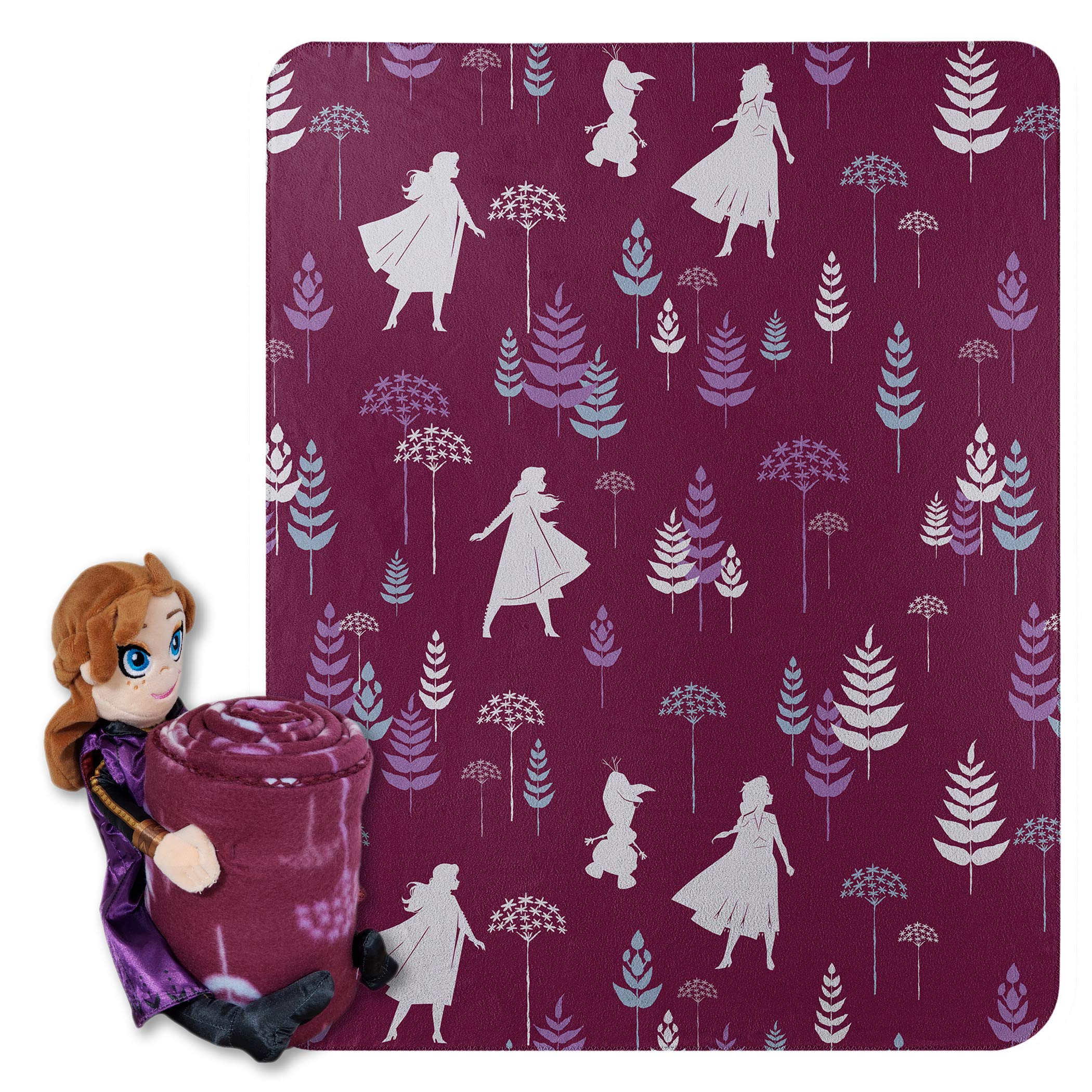 Disney Northwest Frozen Character Hugger Pillow & Fleece Throw Blanket Set, 40" x 50", Dandelion Anna