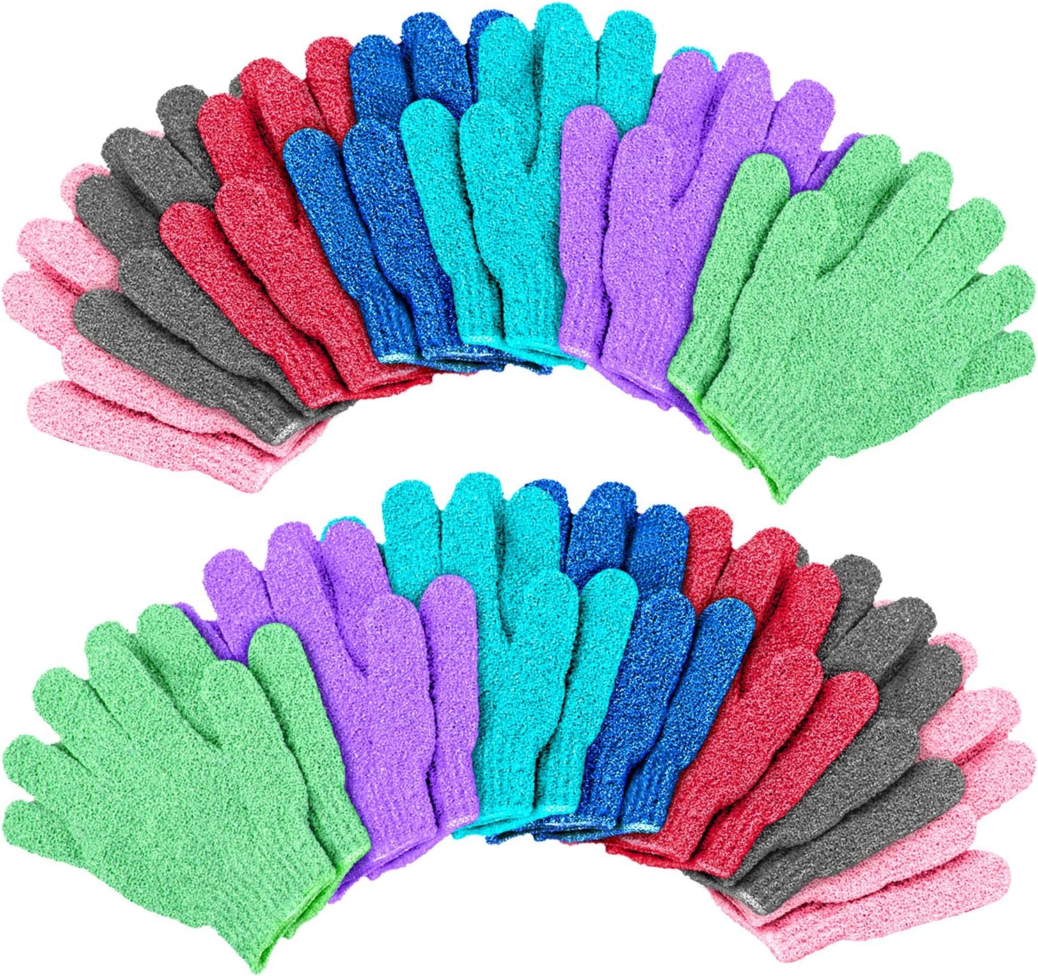 Duufin 14 Pairs Exfoliating Gloves Bath Gloves Body Scrubber Glove for