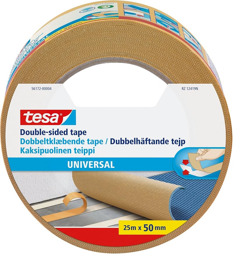 tesa UK 56172-00004-11 Strong Double-Sided Adhesive Tape 25 m x 50 mm