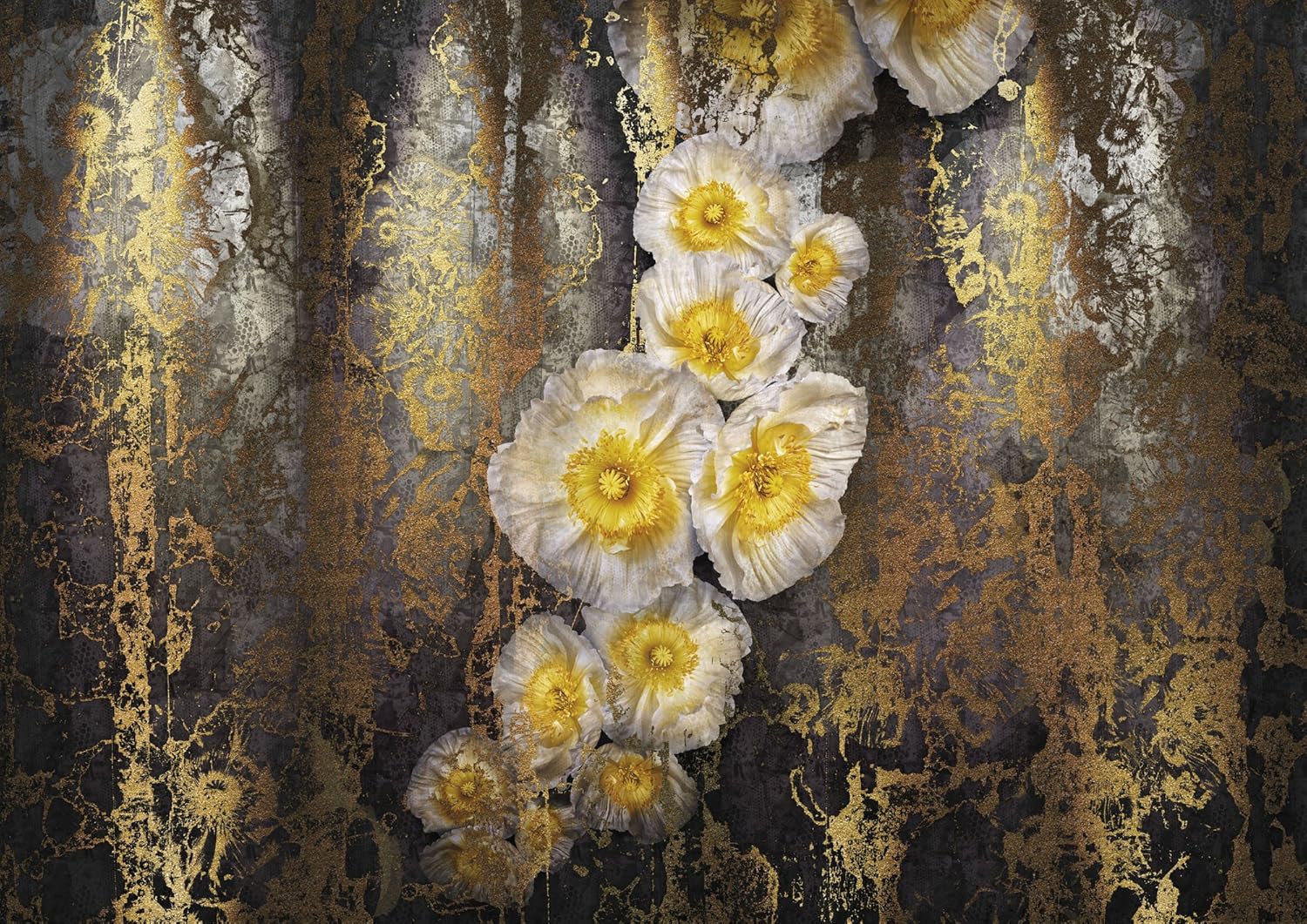 Komar 8-963 Serafina Flower Floral Wallpaper Mural, Yellow, 368 x 254 cm, Set of 8 Pieces, 368 x 368 cm - Image 3