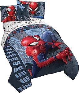 Jay Franco Marvel Spiderman Crawl 5 Piece Full Bed Set - Includes Reversible Comforter & Sheet Set Bedding - Super Soft Fade Resistant Microfiber - (Official Marvel Product)