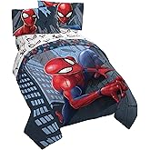 Jay Franco Marvel Spiderman Crawl 4 Piece Twin Bed Set - Includes Reversible Comforter & Sheet Set Bedding - Fade Resistant Microfiber - (Official Marvel Product), Multi - Spiderman