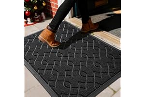 Yimobra Outdoor Mats for Front Door 29.5x17, All-Season Waterproof Doormat Outdoor Entrance, Heavy Duty Non-Slip Outside Door Mat for Garage Patio Proch Entryway Indoor, Black