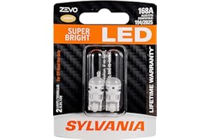Sylvania Zevo 168 Amber T10 W5W Socket LED Super Bright Interior Exterior Vehicle Car Lighting Applications Light Bulb Set, (