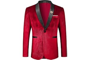 MAGE MALE Men's Velvet Slim Fit Suit Blazer Jacket Shawl Lapel One Button Dinner Prom Wedding Tuxedo