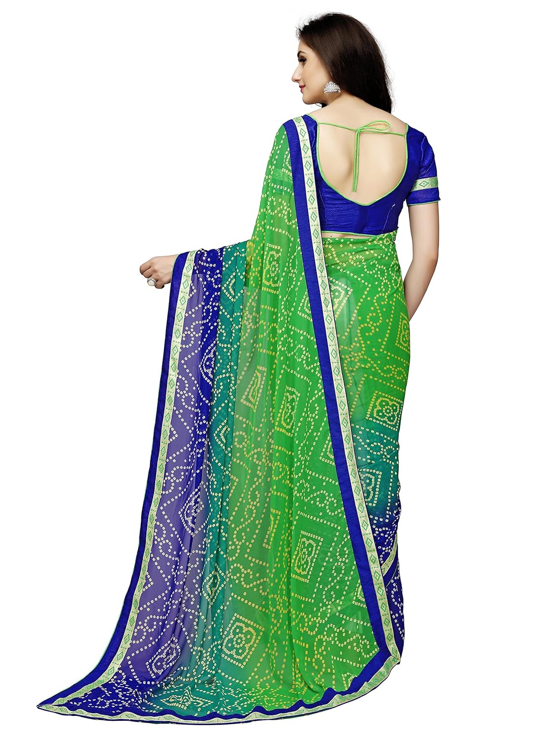 online fayda women's georgette saree with blouse piece (of288,green,free size)