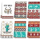Kajaia 6 Pcs Aztec Theme Kitchen Towels Southwestern Microfiber Dish Hand Tea Bathroom Towels Native Decorative for Absorbent Drying Cloth Turquoise Geometric Ethnic Cloth for Home Housewarming Gift
