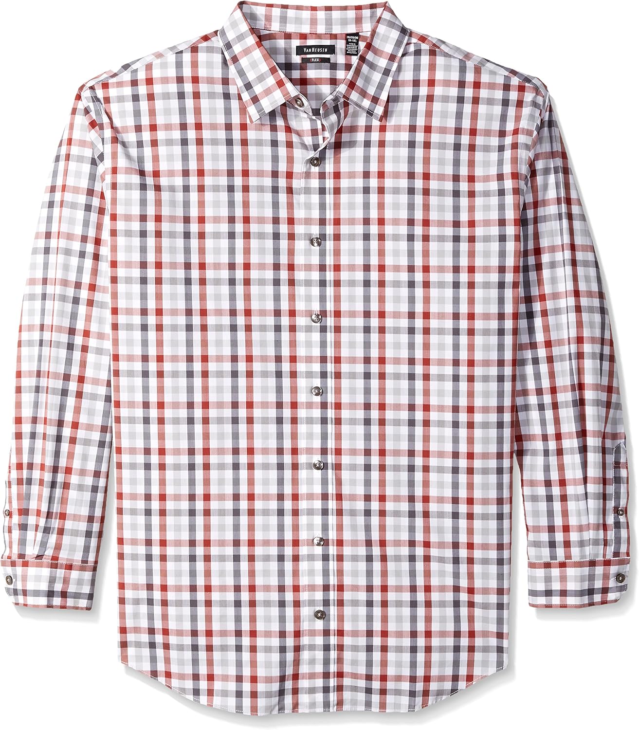 Van Heusen Men's Big and Tall Flex Long Sleeve Button Down Stretch Plaid Shirt at  Men’s Clothing store