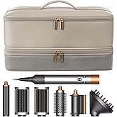 BellaBag for Dyson Airwrap Travel Case, Shark Flex Style Case, Hair Dryer Travel Bag, Shark Hair Dryer Storage, Airstraight Air Wrap Flexstyle Fusion Organizer, Dyson Travel Bag (Beige & Gray)