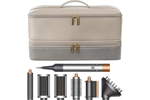 BellaBag for Dyson Airwrap Travel Case, Shark Flex Style Case, Hair Dryer Travel Bag, Shark Hair Dryer Storage, Airstraight Air Wrap Flexstyle Fusion Organizer, Dyson Travel Bag (Beige & Gray)